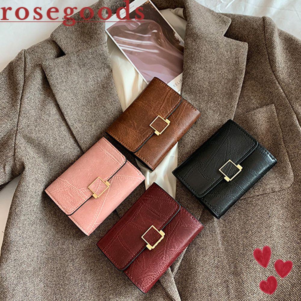 Ví Da Mini Cầm Tay Đa Năng Họa Tiết Hoa Hồng Thời Trang Cho Nữ Giá Đỡ