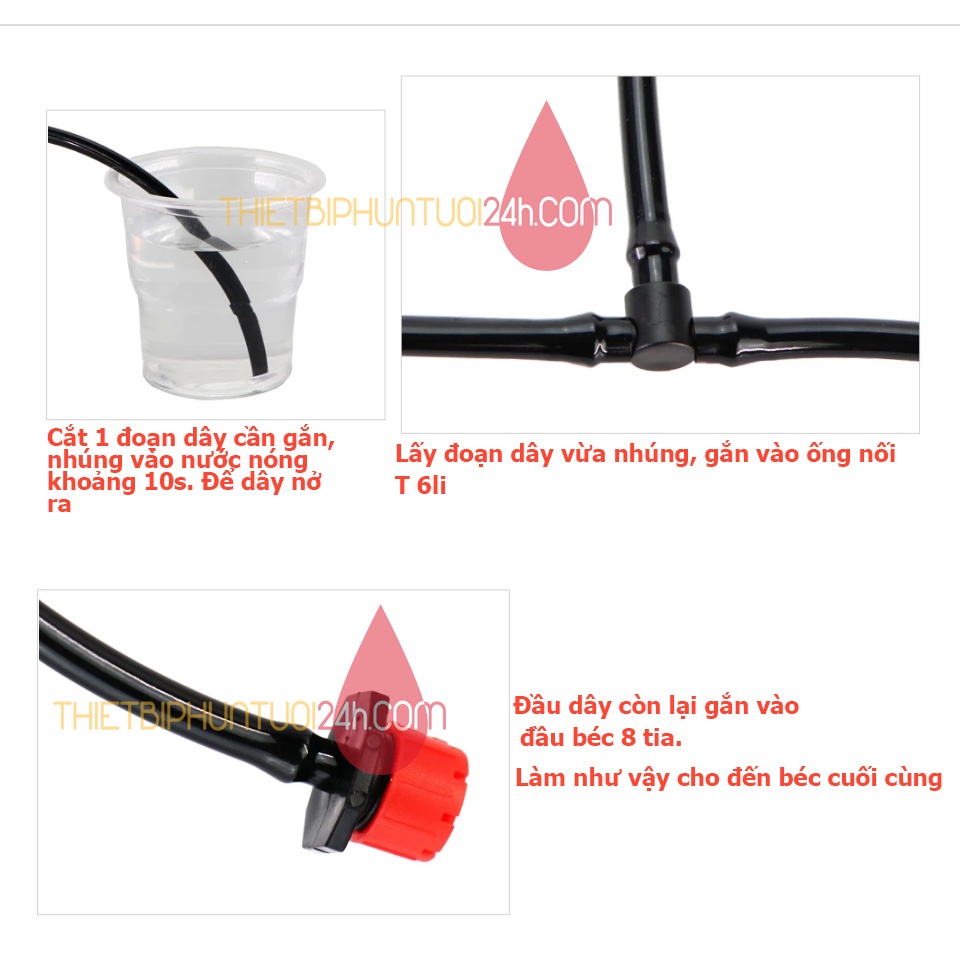 Trọn bộ tưới nhỏ giọt 20 béc 8 tia cho vườn cây vườn rau chậu cây cảnh không cần máy bơm lắp trực tiếp vòi - MHL