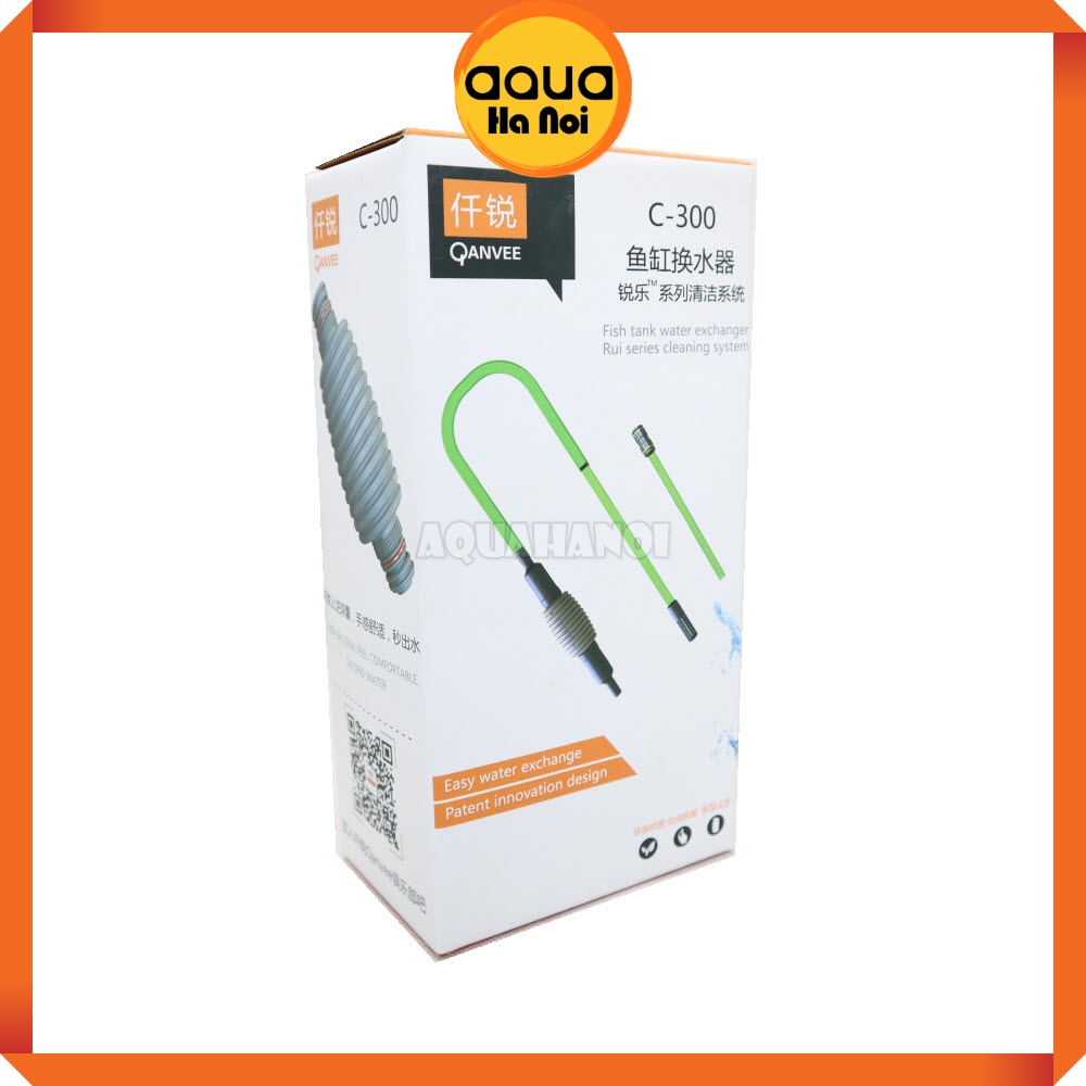 Bơm tay Qanvee C300/C600 thay nước hồ cá thủy sinh - hút cặn đáy phân cá cảnh siêu tiện lợi