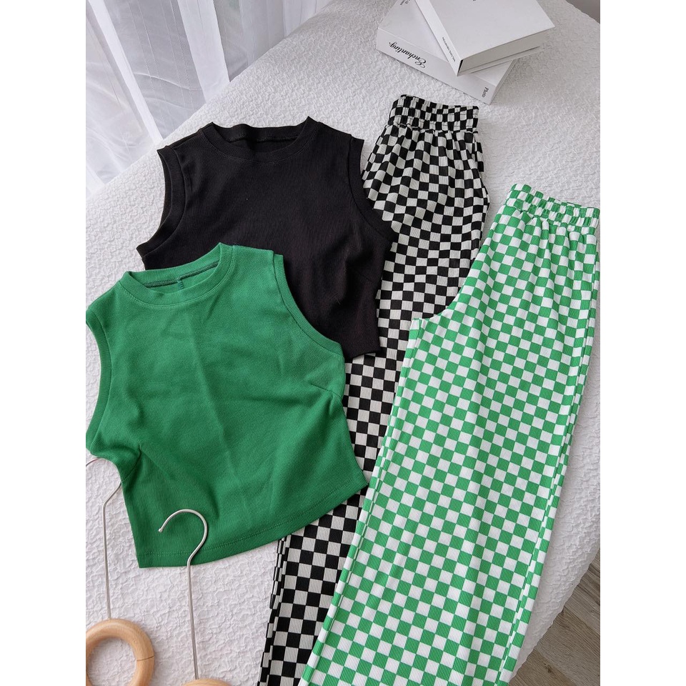SET ÁO CROPTOP VÀ QUẦN CARO