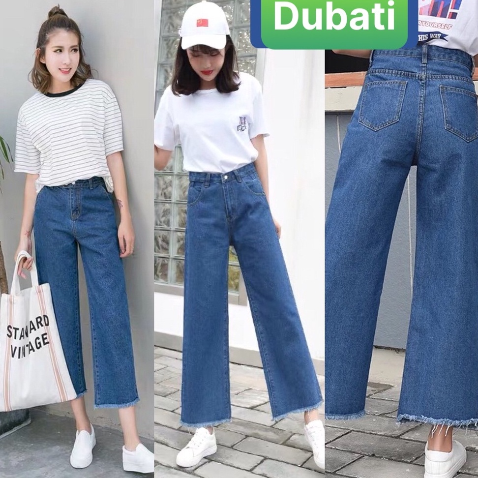 QUẦN JEAN BAGGY NỮ XANH ĐẬM NHẠT NÂNG MÔNG LƯNG CAO TRƠN DÀI VẢI MỀM MỊN HOT TREND 2022- DUBATI FASHION