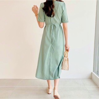Đầm váy mint nút trắng form dài (kèm hình thật)