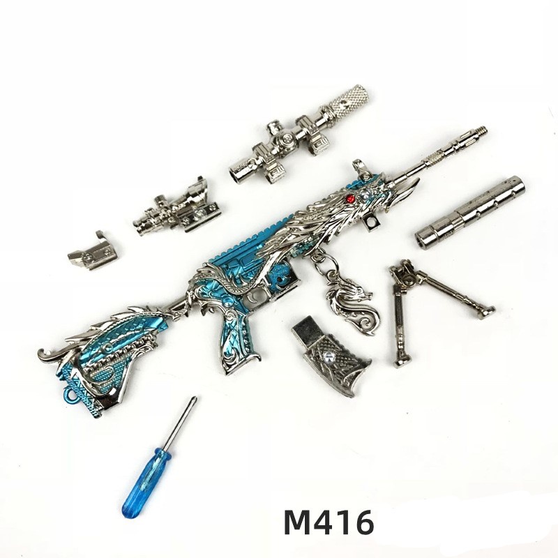 Mô hình M416 pubg kim loại lắp ráp mini nhiều skin độc đáo dài 20cm đồ chơi lắp ghép tặng kèm kệ đỡ trưng bày