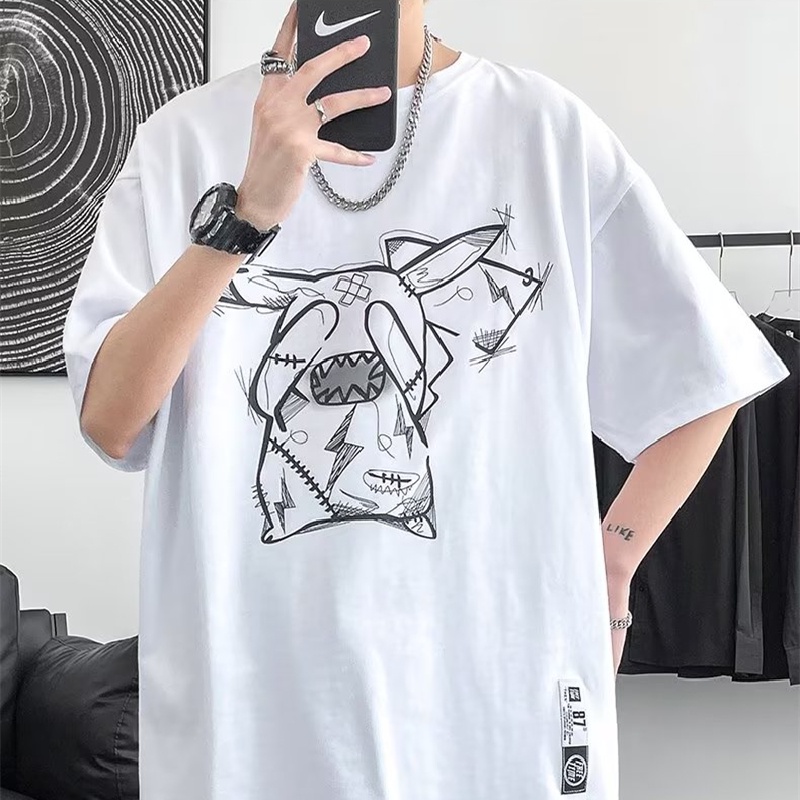 Áo Thun Dáng Rộng In Họa Tiết Hoạt Hình Phong Cách Hàn Quốc Thời Trang Mùa Hè Cho Nam Và Nữ size M-8XL