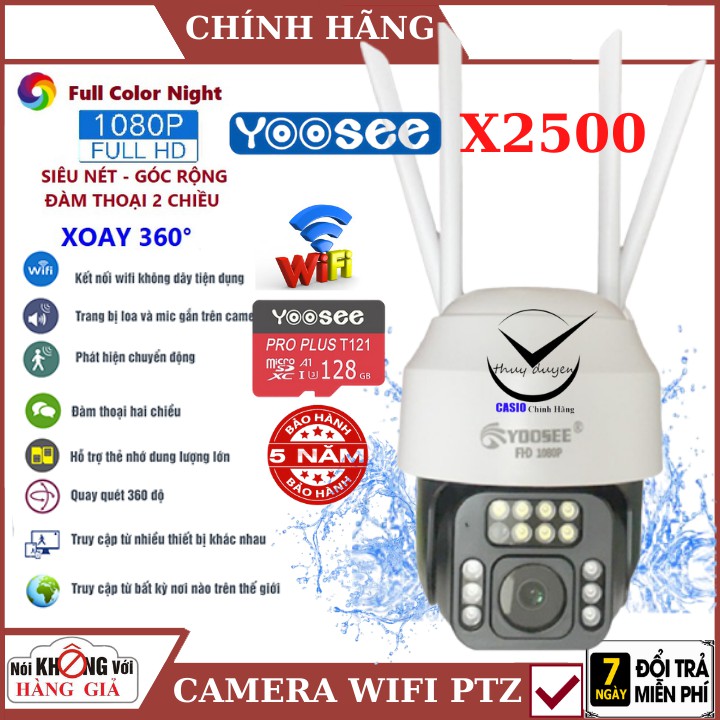 Camera Wifi Ngoài Trời Yoosee X2500 xem đêm có màu , đàm thoại 2 chiều, cảnh báo chuyển động, chống nước, bảo hành 5 năm