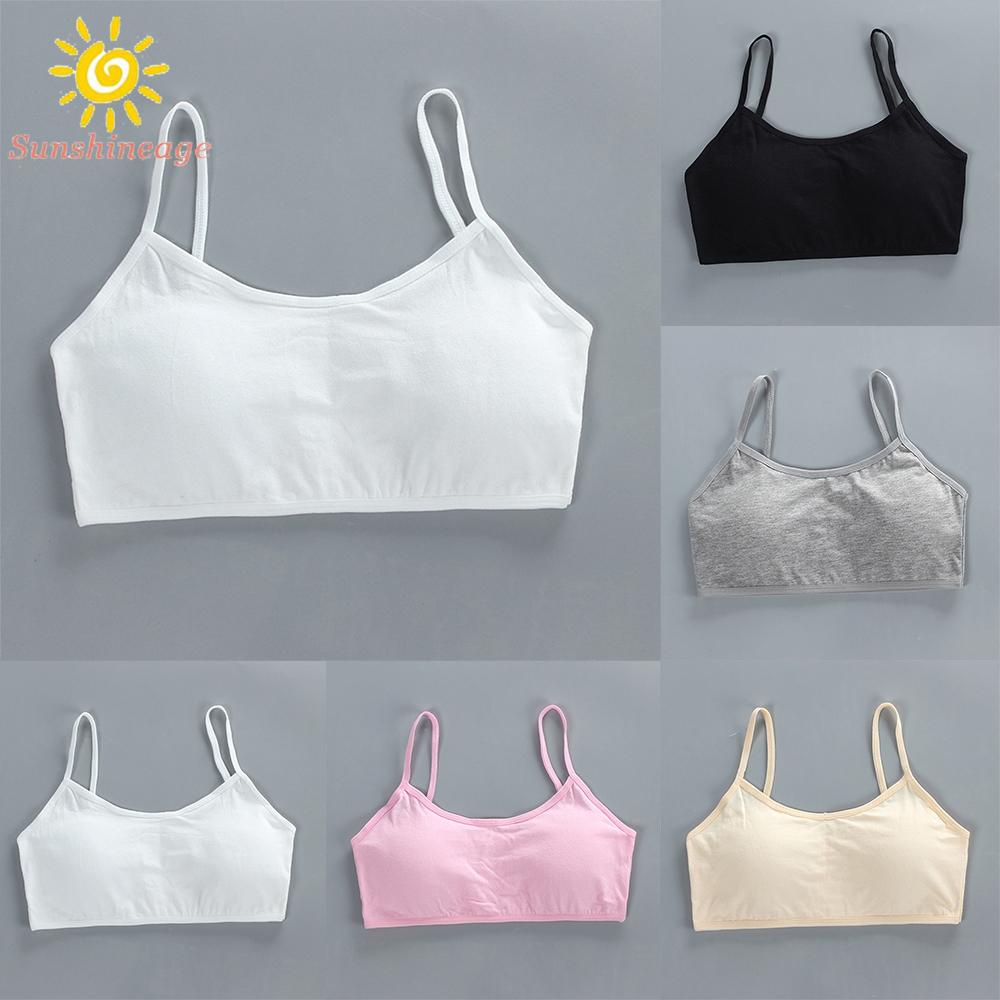Áo Lót Crop Top Màu Trắng/Đen/Xám Thời Trang Mùa Hè Cho Bé Gái Từ 9-12 Tuổi
