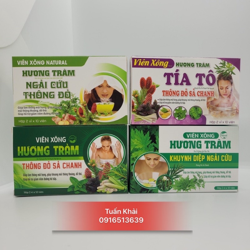 Viên Xông NATURAL Hương Tràm, tía tô hộp 20 viên