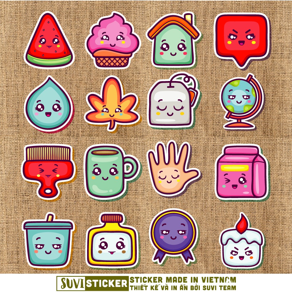 50 Sticker Kawaii chống nước sticker dán laptop, điện thoại, đàn guitar, mũ bảo hiểm, vali. MSP: K03