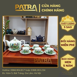 Bộ ấm chén uống trà cao cấp , bộ ấm trà bát tràng - ngọc tích tiên