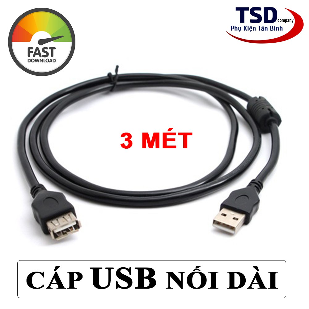 Cáp USB Nối Dài 3 Mét Xịn Không Nhiễu