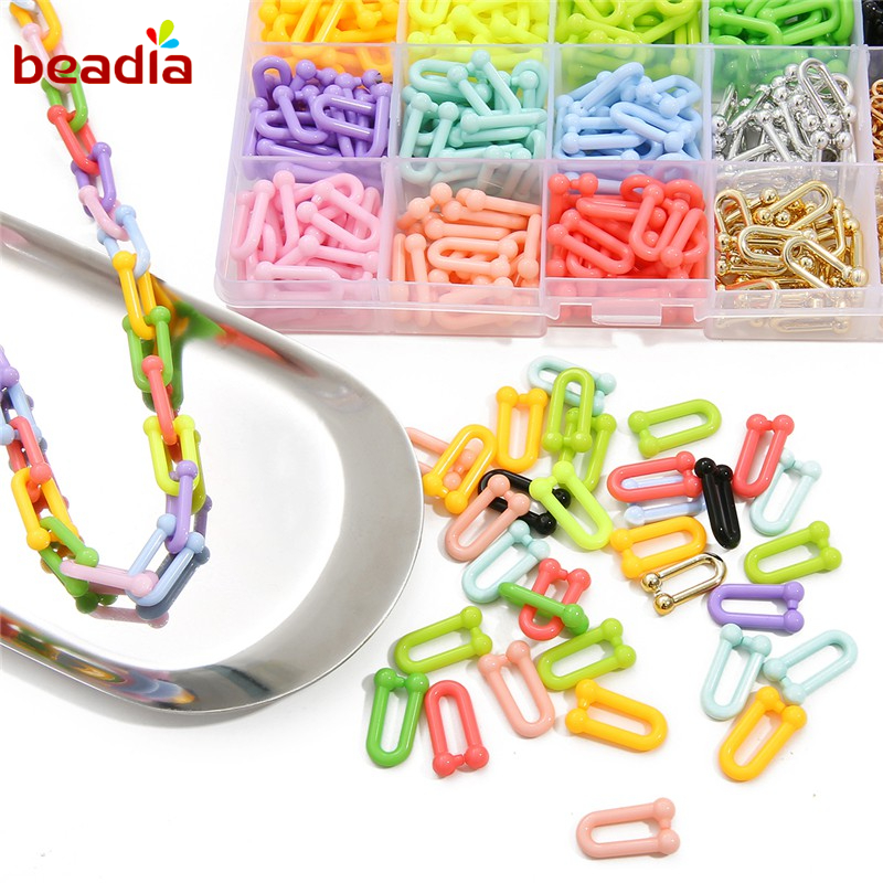 Hộp phụ kiện chữ U BEADIA bằng acrylic 15 ngăn tự làm đồ trang sức