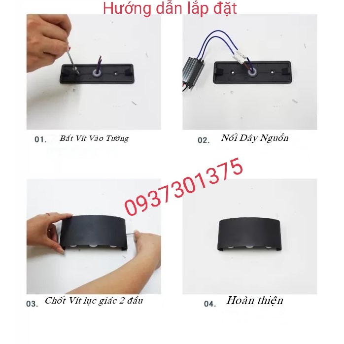 Đèn LED hắt tường 8 tia-nguồn nhôm đúc chống nước IP66-bảo hành 2 năm