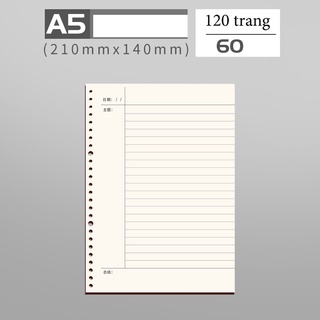 Ruột Sổ Còng Khổ giấy refill  A5 B5 A4 (Dot Grid/Caro/Line)