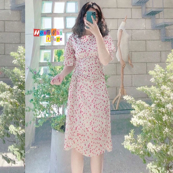 Đầm Maxi Hoa Nhún Eo Tay Loe Dáng Rộng 60Kg Trở Lại Ulzzang