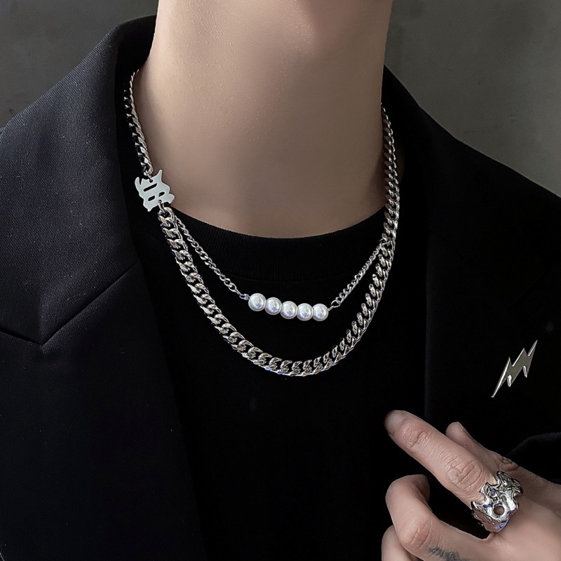 Vòng cổ Chuỗi Ngọc Trai Phong Cách Hip Hop Thời Trang Cho Nam Và Nữ