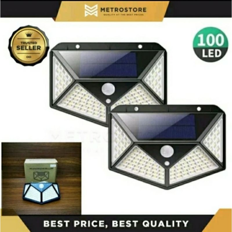 Đèn led 100 Bóng Gắn Tường Năng Lượng Mặt Trời Cảm Biến Chuyển Động Chống Nước Cho Sân Vườn