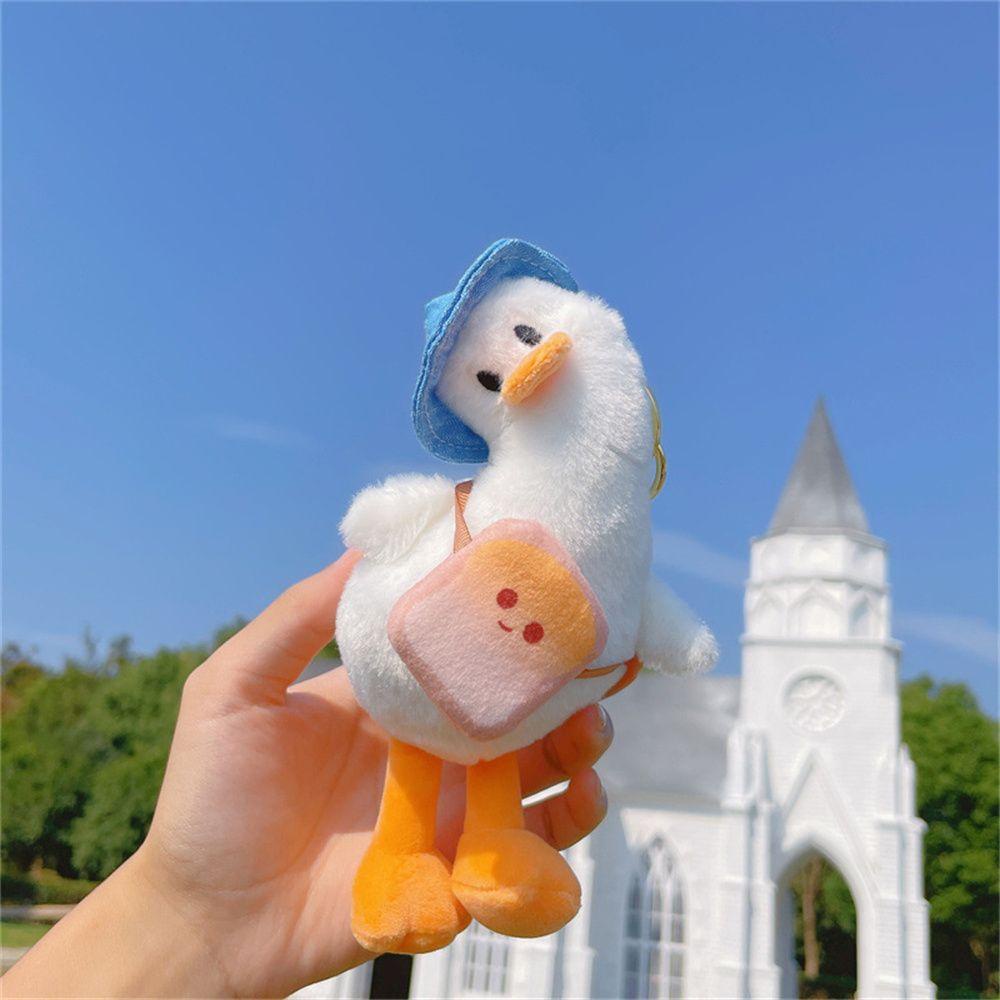 PATRICIA Móc Khóa Vịt Nhồi Bông Màu Trắng / Vàng Dễ Thương