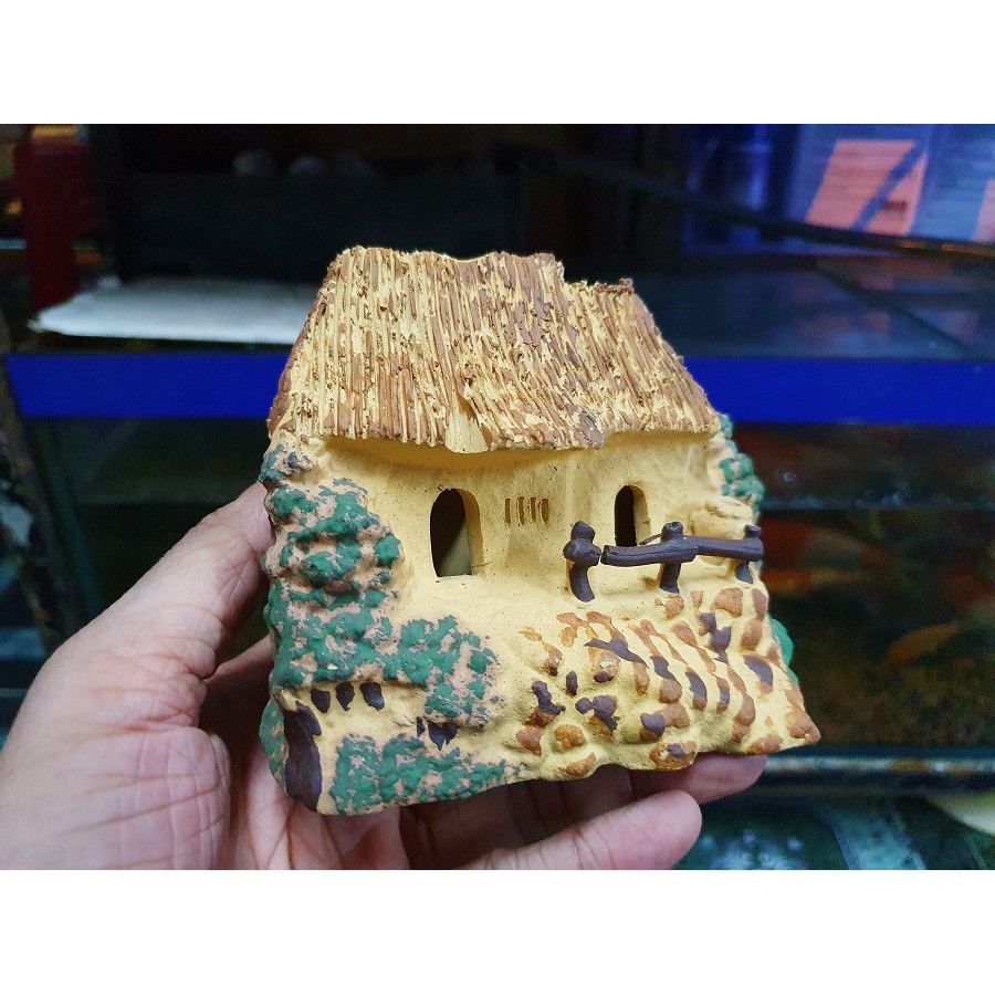 NHÀ GỐM SỨ TRANG TRÍ HỒ CÁ NON BỘ 13x8x10cm