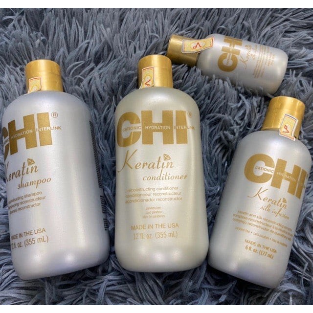 Chính Hãng - Cặp Dầu Gội, Dầu Xả CHI Keratin Reconstructing 355ml X 2 Phục Hồi Tóc Hư Tổn Khô Xơ Chẻ Ngọn