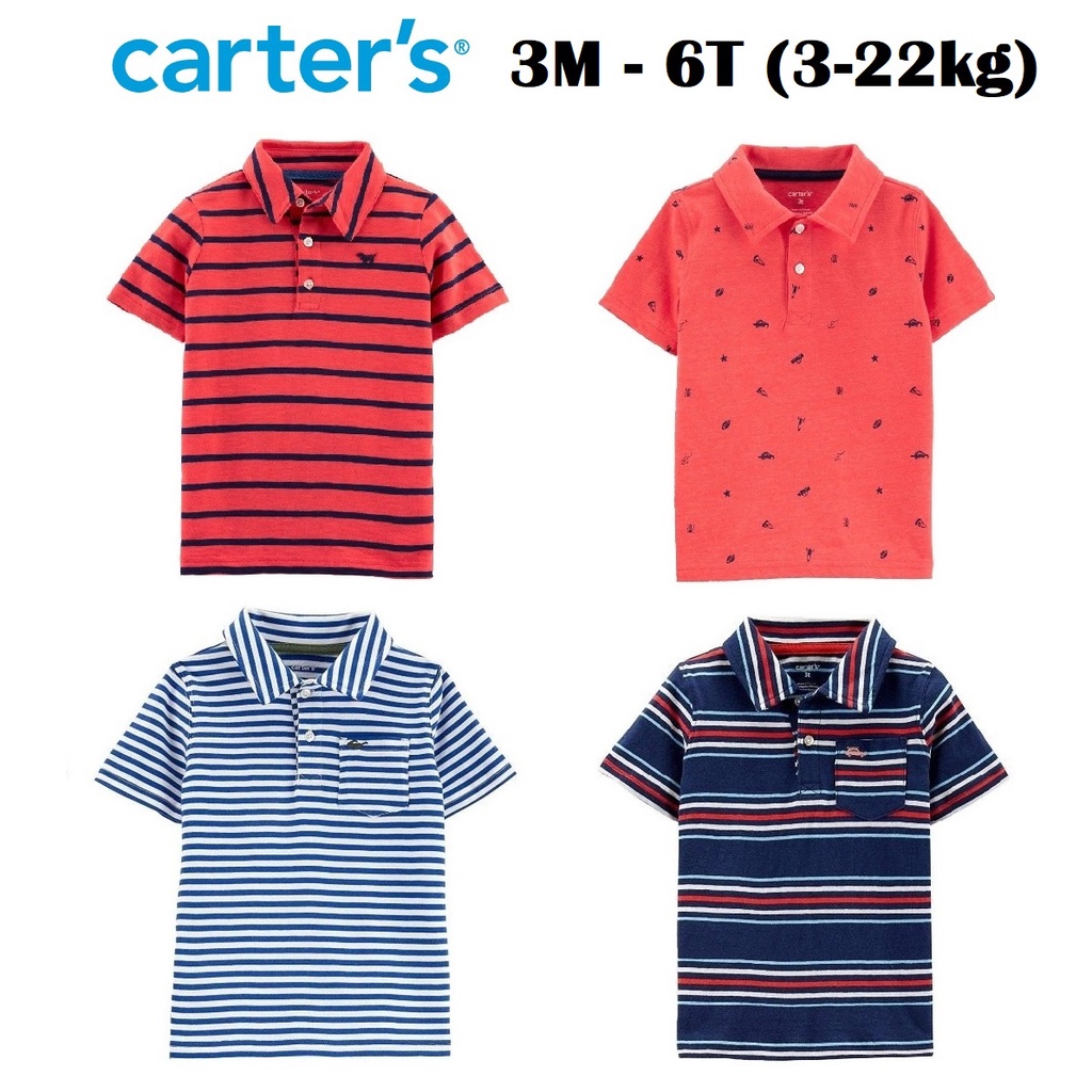 Set 2 áo thun Carter bé trai sơ sinh đến 6 tuổi (3-22kg) VNXK dư xịn. Áo thun polo cổ lật (cổ bẻ) xuất xịn 3M-6T