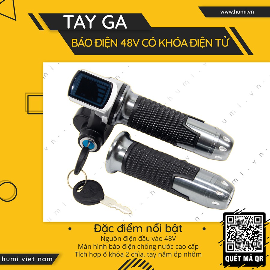 Tay Ga Báo Điện Có Khóa Màn Hình Vuông 48V (Mẫu Mới) [SIÊU TIẾT KIỆM]