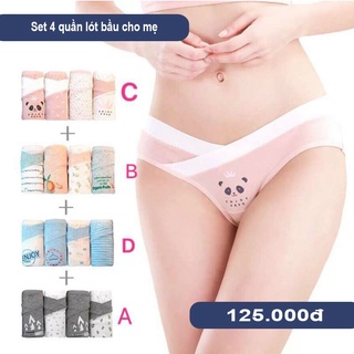 Set 4 Cái Quần lót dễ thương cho mẹ bầu - mềm mịn thoáng mát