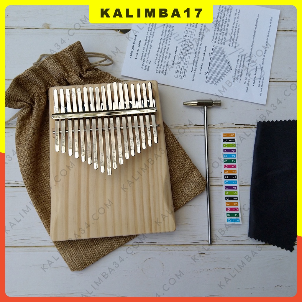 Đàn kalimba 17 phím cơ bản KL34, Kalimba rẻ 21 phím gỗ tấm nguyên khối, Piano ngón tay cái, đồ chơi cho bé hấp dẫn