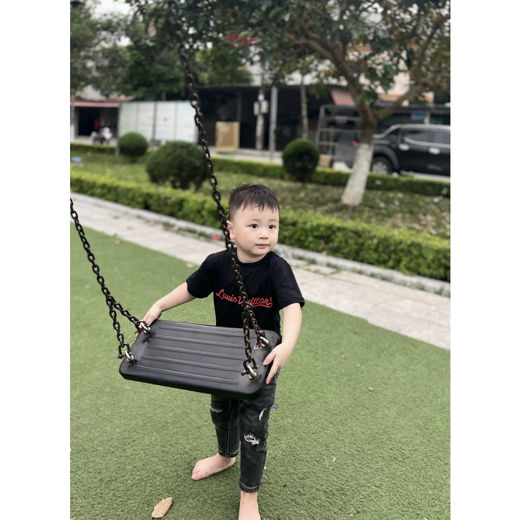 Áo thun tay lỡ LV red cho bé , áo thun unisex trẻ em , Kid_genZ