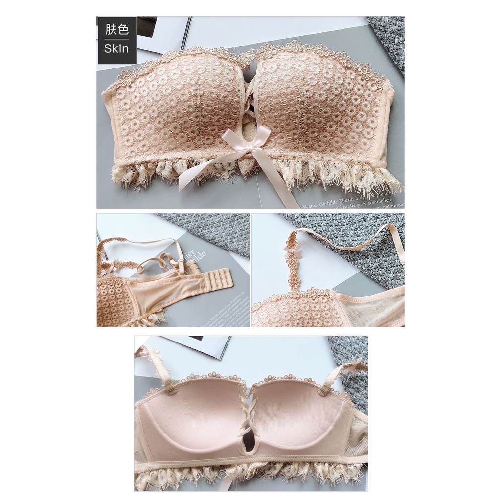 Bộ Lót Ren #59K Bi Nơ Mút Mỏng 1.5cm Không Gọng