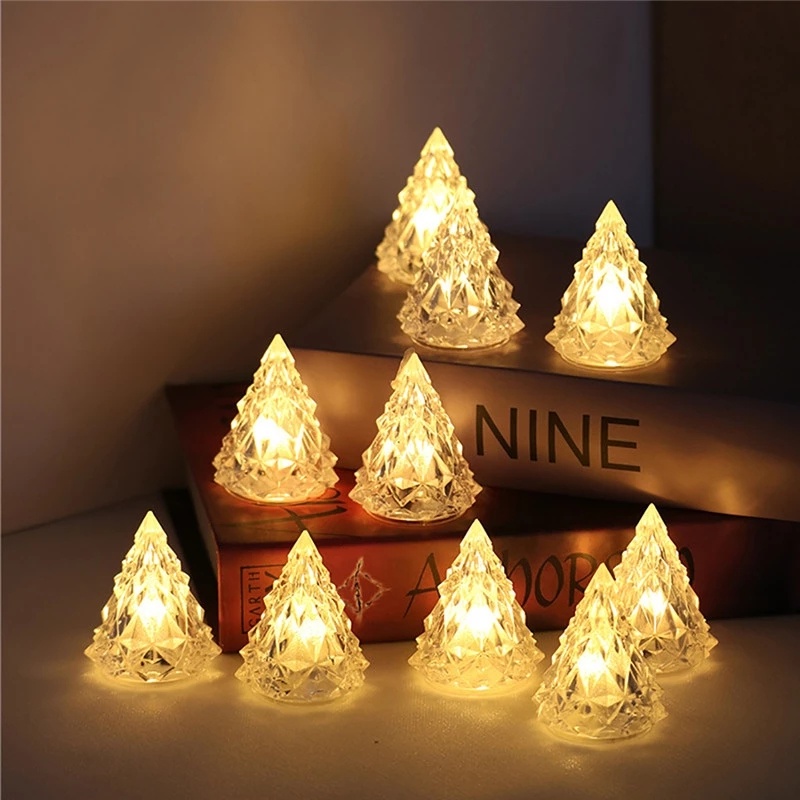 Đèn LED Hình Cây Thông Giáng Sinh / Nến Pha Lê Lấp Lánh