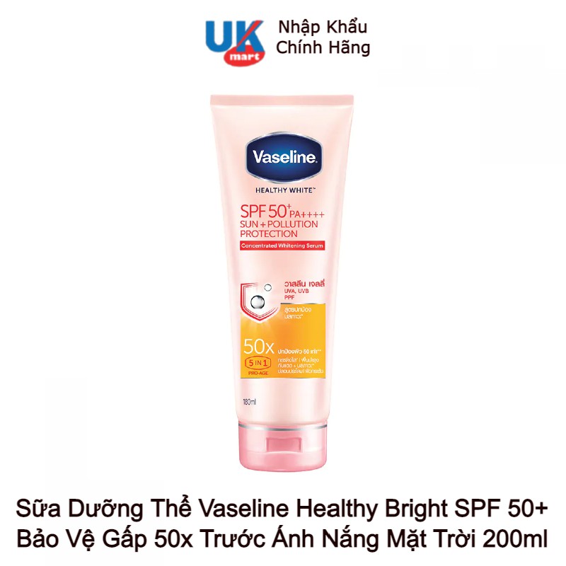 Sữa Dưỡng Thể Vaseline Healthy Bright SPF 50+ 200ml | BigBuy360 - bigbuy360.vn