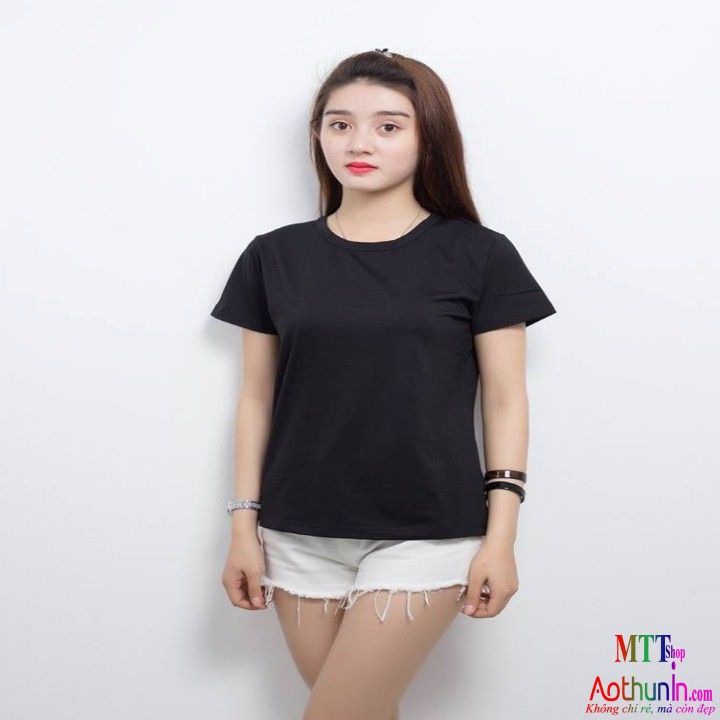 Áo Thun Trơn Màu Đen Tay Ngắn Nam Nử Cao Cấp | BigBuy360 - bigbuy360.vn