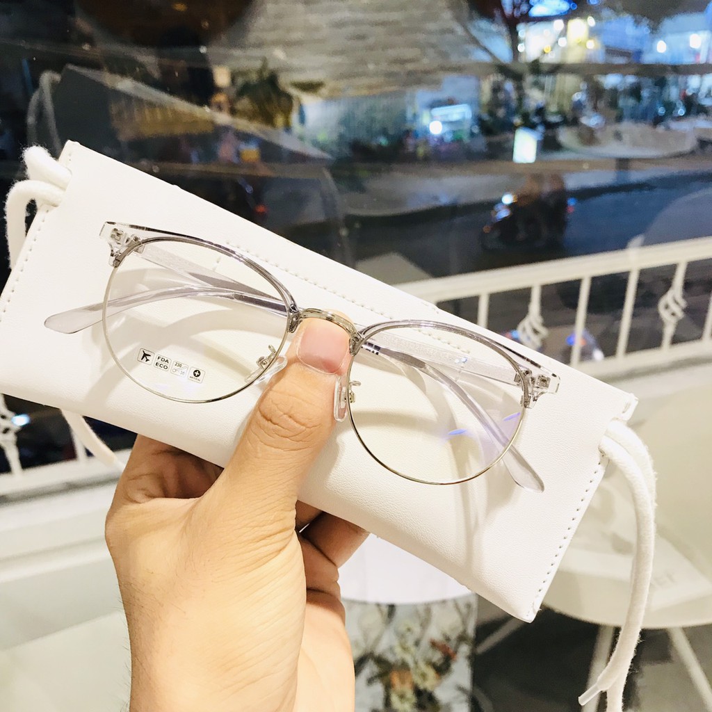 MẮT KÍNH NAM NỮ CẮT VÀNH NHIỀU MÀU, GỌNG KÍNH CẬN NỬA VÀNH KIỂU HÀN QUỐC CHO NAM NỮ FERADO ( tặng hộp đựng kính )