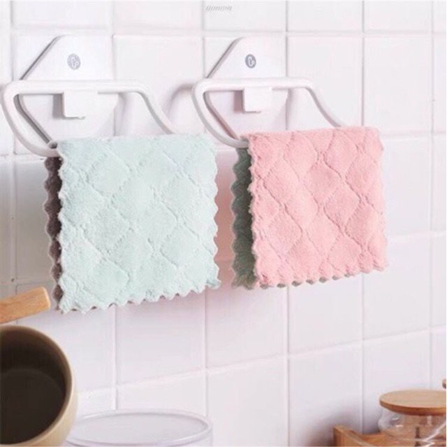 Khăn lau đa năng bếp, bát đĩa, cốc chén thấm nước chống dính dầu mỡ hai mặt loại to 15x26cm
