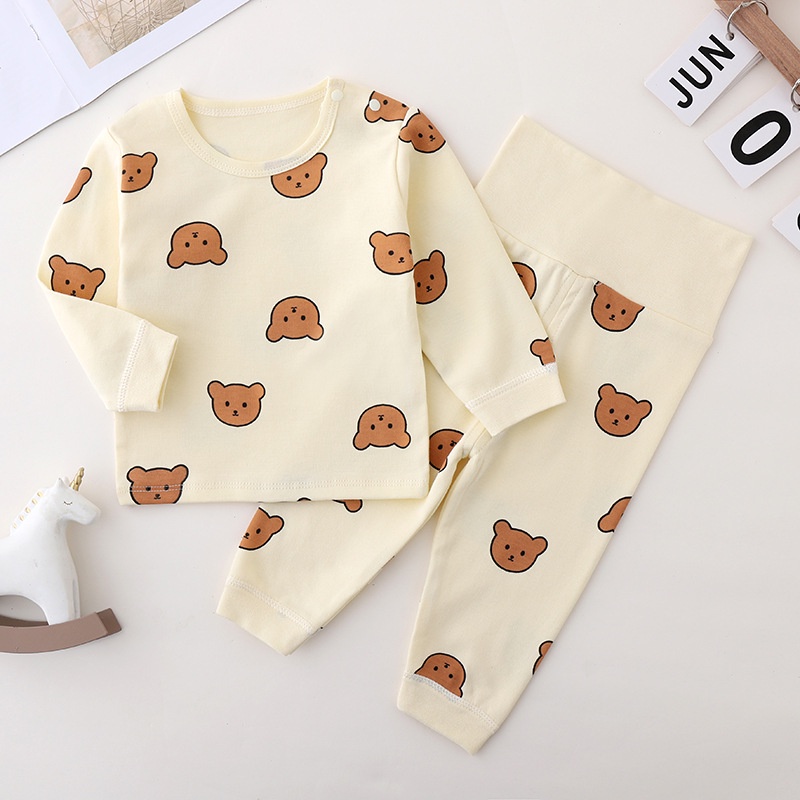 Bộ Đồ Ngủ Áo Tay Dài + Quần Dài Thời Trang Xuân Thu Xinh Xắn Cho Bé