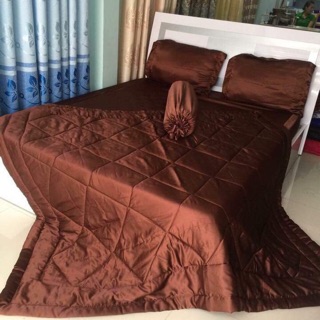 Bộ drap phi lụa 5 món ( ga -gối- mền) kích thước 2.2x2m, mền 2.2x2m