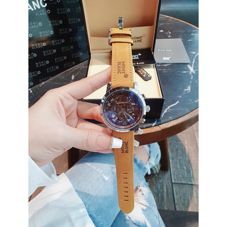 Đồng Hồ Nam Montblan Chronograph , Dây Da, Size 45mm