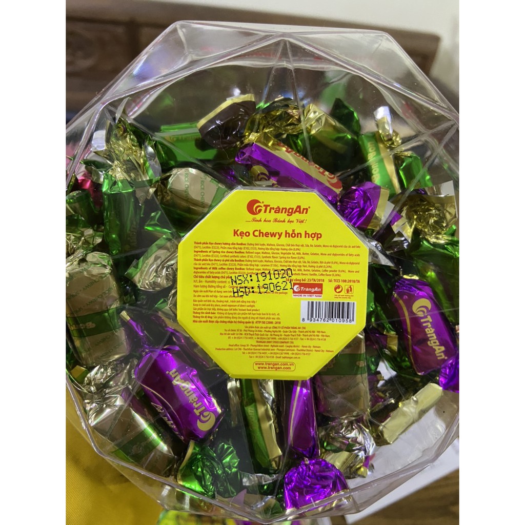 HỘP KẸO CHEWY HÌNH HOA TRÒN TRÀNG AN HỖN HỢP 250G
