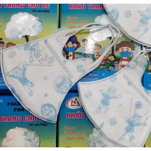 Hộp 10 cái khẩu khẩu trang cho bé 5D mask Famapro Nam Anh giấy kháng khuẩn hình doremon - UNIV