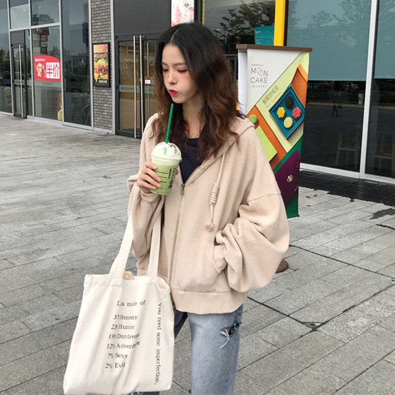 Áo Khoác Hoodie Tay Dài Cánh Dơi Phối Khóa Kéo Cá Tính 233177 | BigBuy360 - bigbuy360.vn