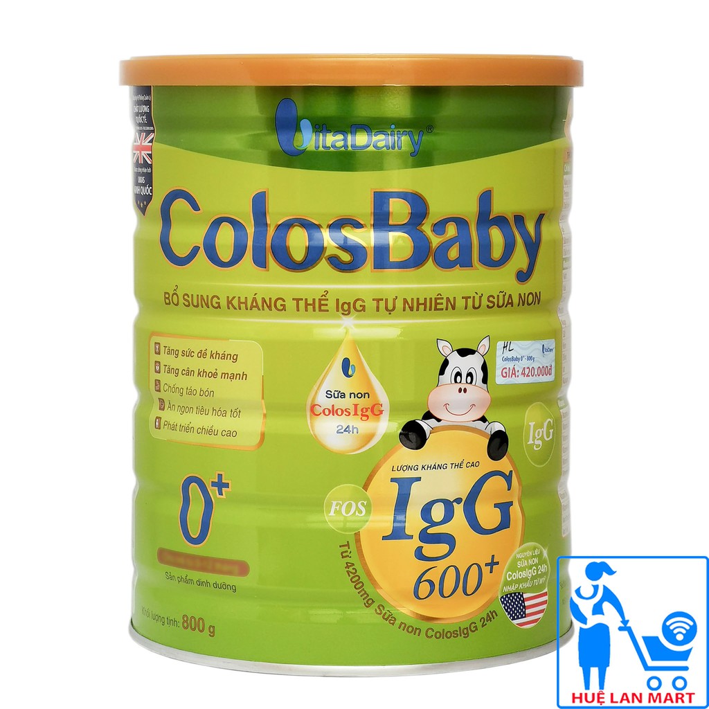 Sữa Bột VitaDairy ColosBaby 0+ Hộp 800g (Bổ sung kháng thể IgG 600+ tự nhiên từ sữa non)