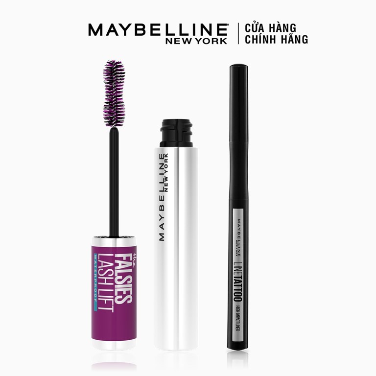 Bộ đôi bút kẻ mắt nước Lâu Trôi 36H Line Tattoo High Impact + Mascara Uốn, Nâng Mi Falsies Lash Lift Maybelline Newyork | BigBuy360 - bigbuy360.vn