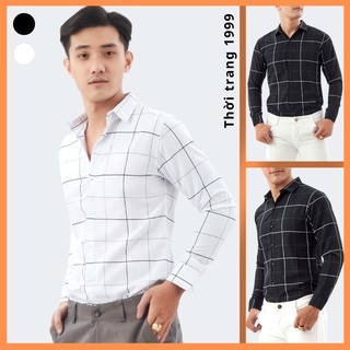 Áo sơ mi nam kẻ vuông áo sơ mi nam caro bền đẹp cổ bẻ dáng chuẩn