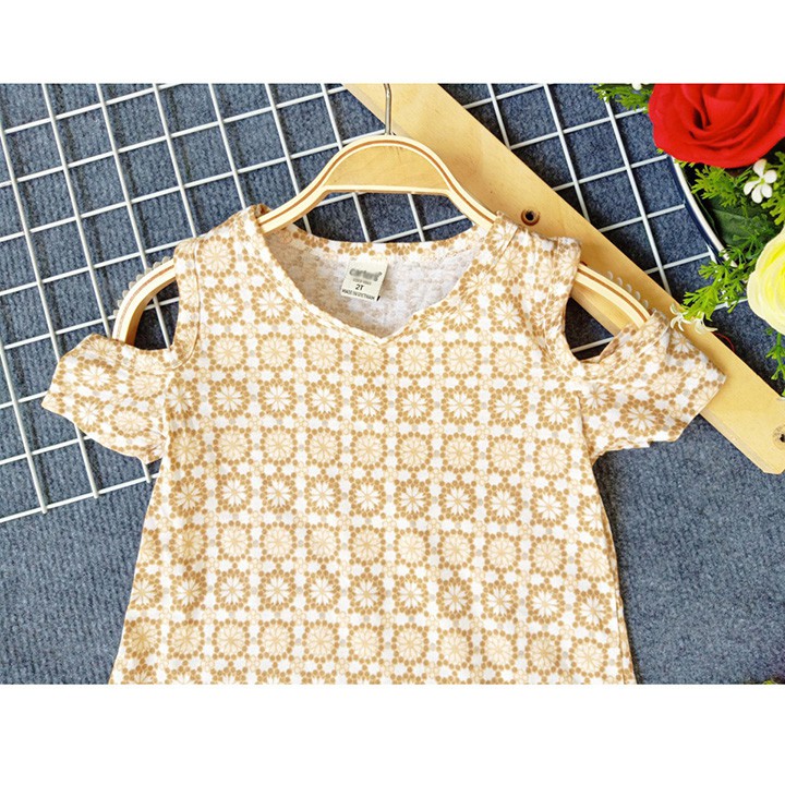 Đầm rớt vai đuôi cá chất cotton giấy cho bé gái 10-12kg - Ninedra