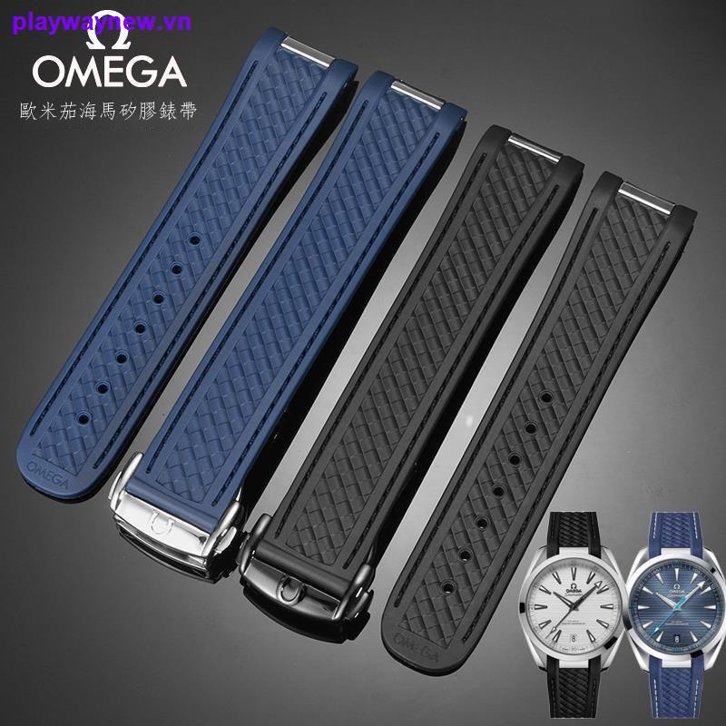 Dây Đeo Đồng Hồ Bằng Silicone Khóa Bướm Cao Su Cho Omega Seahorse 300 AT150m 20mm b41