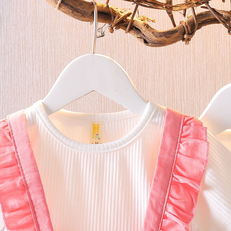 Đầm Công Chúa Bằng Cotton Tay Ngắn Thắt Nơ Phong Cách Hàn Quốc Thời Trang Mùa Hè Cho Bé Gái 0-4 Tuổi