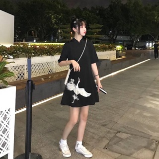 Váy hoạ tiết con sếu