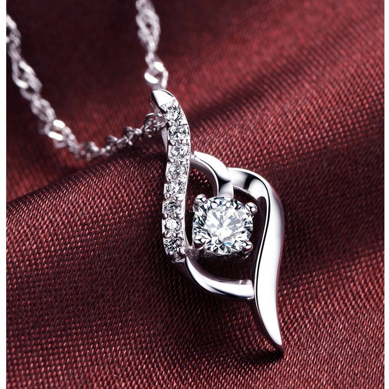 Dây Chuyền Xi Bạc 925 Mặt Lá Đính Đá