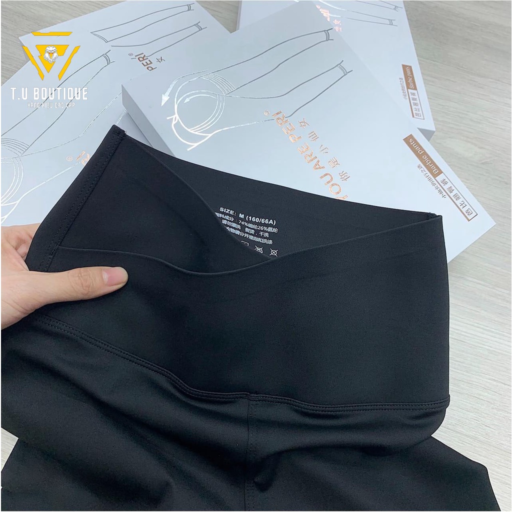 Quần legging nữ dài cạp chéo nâng mông chất liệu Umi Hàn co giãn 4 chiều H2