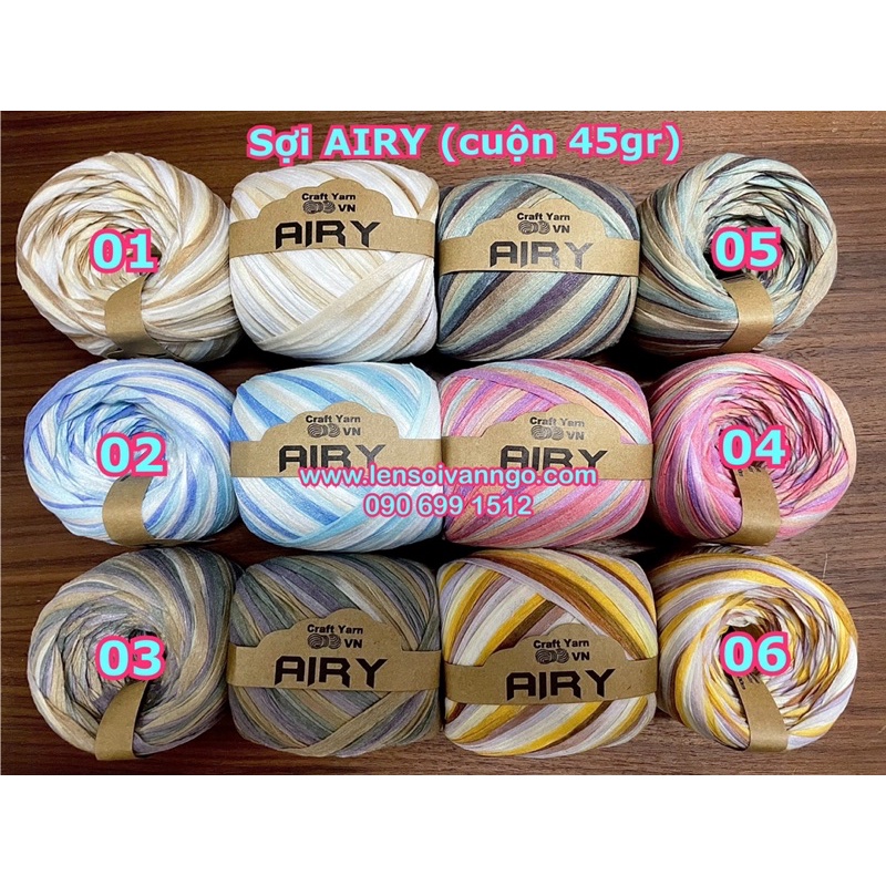 Sợi AIRY màu loang móc túi/mũ hè (cuộn 45gr)
